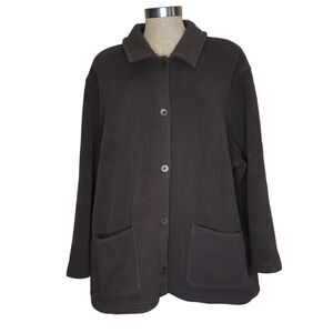 LL Bean Women's Sweater Jacket Brown Button Up Cardigan Plus Size 1X Cozy